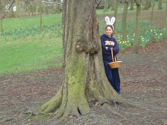 Karen waits for the children on their Easter Egg hunt