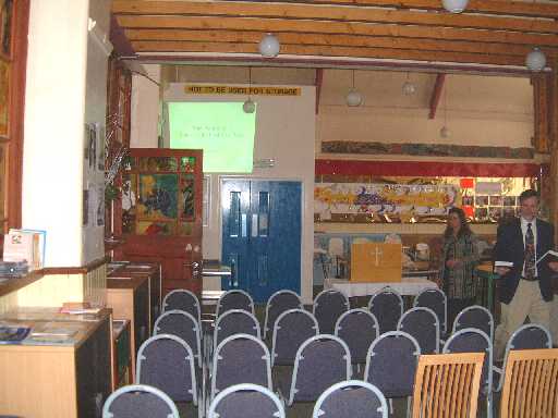 Setting up for bible class and worship