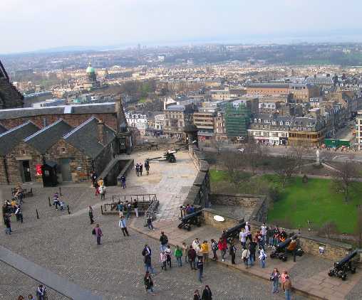 Looking out over Edinburgh from the castle