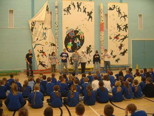 The students lead a school assembly